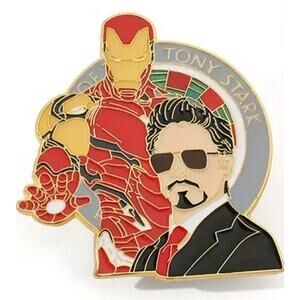 Marvel Comics Iron Man Tony Stark Metal Enamel Badge holder Reel Clip One size